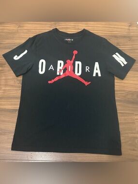 Nike Air Jordan Air Stretch SS Crew Spell Out Mens L Black T-shirt DV1445-010